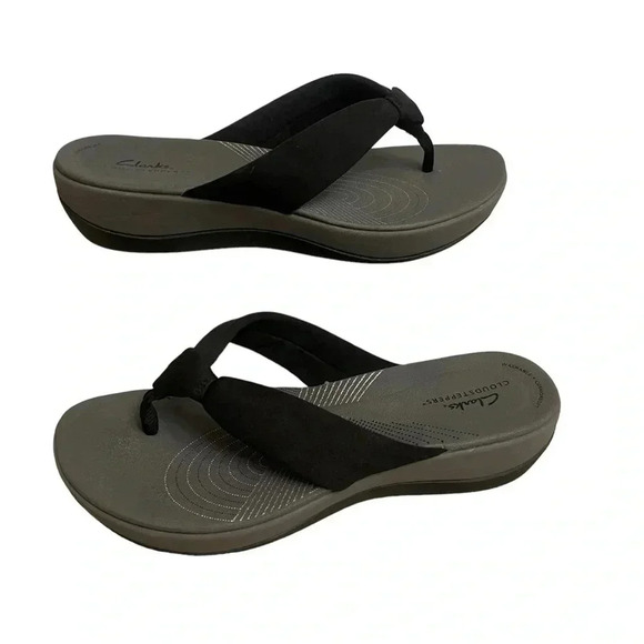 Cloudsteppers by Clarks Black Fabric Thong Flip Flop Sandal Women’s US 10 - Picture 1 of 12